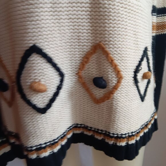 Vintage Women's Large Sweater 1970's Groovy Boho Ski Bunny Long Sleeve Knit - Picture 5 of 11